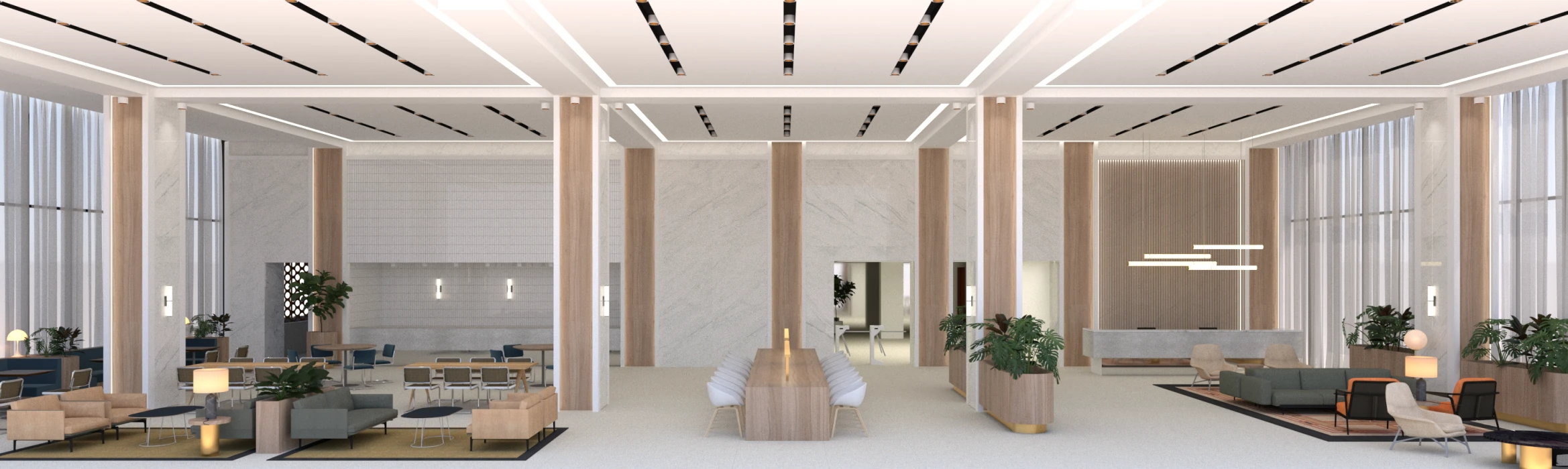 A luxurious reception and an organic cafe on the ground floor at OP Tower shown via image published on OP Tower blog page.